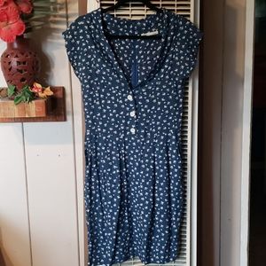 Modcloth Button Up Blue White Dress